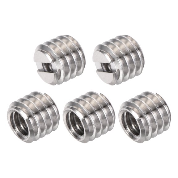 Uxcell 1/4" to 3/8" Convert Screw Adapter, 0.31" Alloy Steel Nickel Plated Silver Tone 5Pack