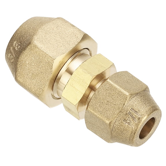 Uxcell 1/4" to 3/8" Pipe Extension Joint Connector, Brass Pipe Coupler Reducer Adapters with 2pcs Flare Nuts
