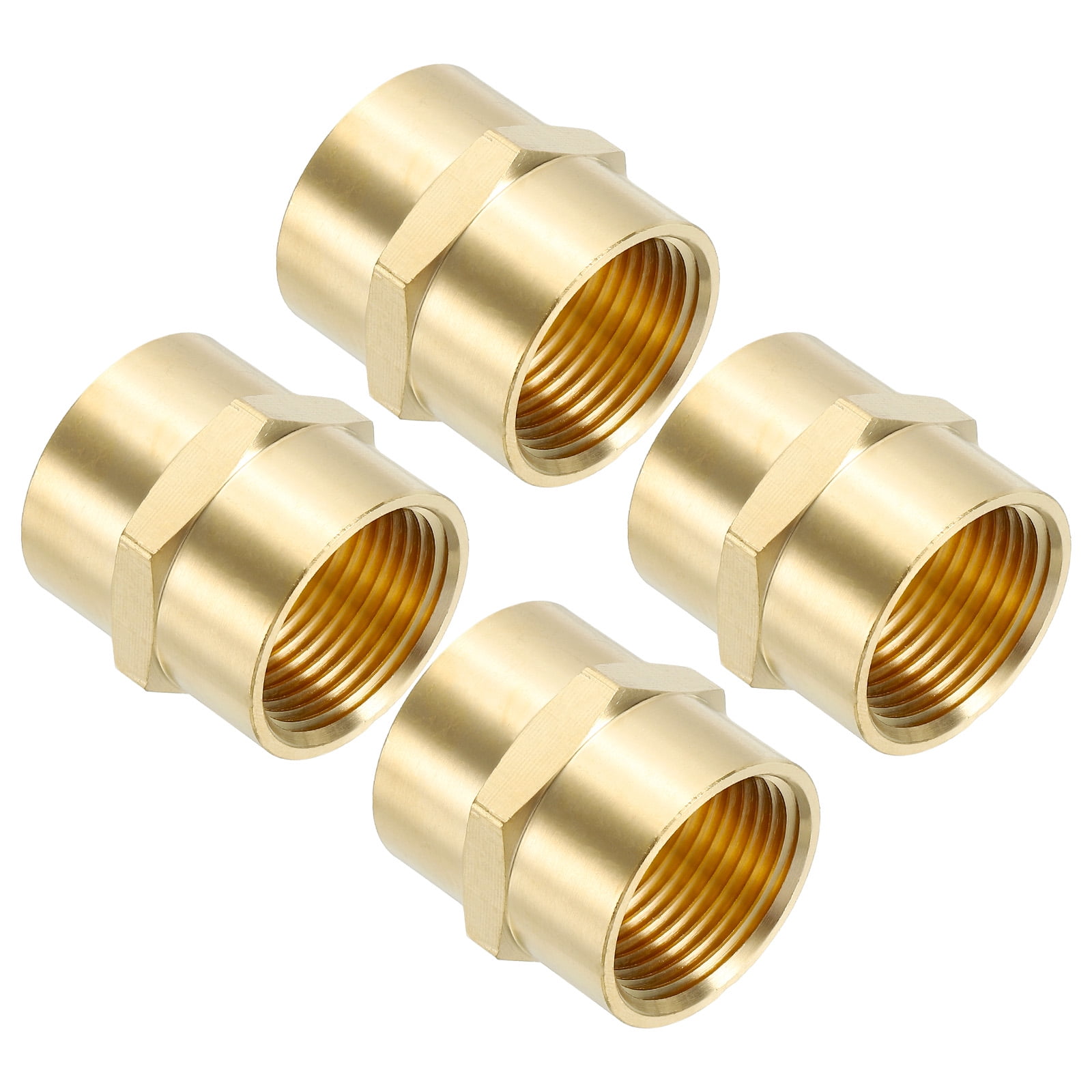 Premium Brass Hex Head Pipe Coupler Set for Plumbing, 4 Pack