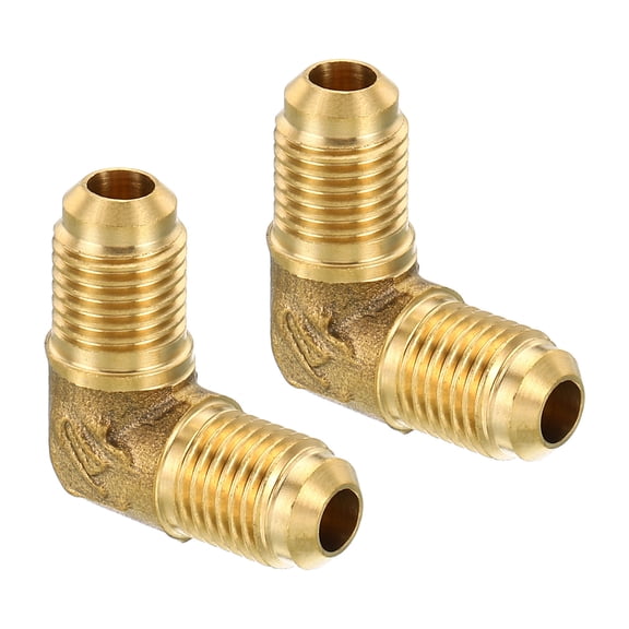 Uxcell 1/4" x 1/4" Brass Pipe Fitting Flare 90 Degree Elbow Tube Fitting Pipe Adapter Connector 2 Pack
