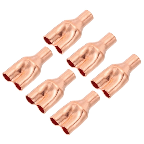 Uxcell 1/4" x 1/4" x 1/4" Tee Y Type Copper Fitting, 6 Pcs Welding Joint Split Union or HVAC Air Conditioning