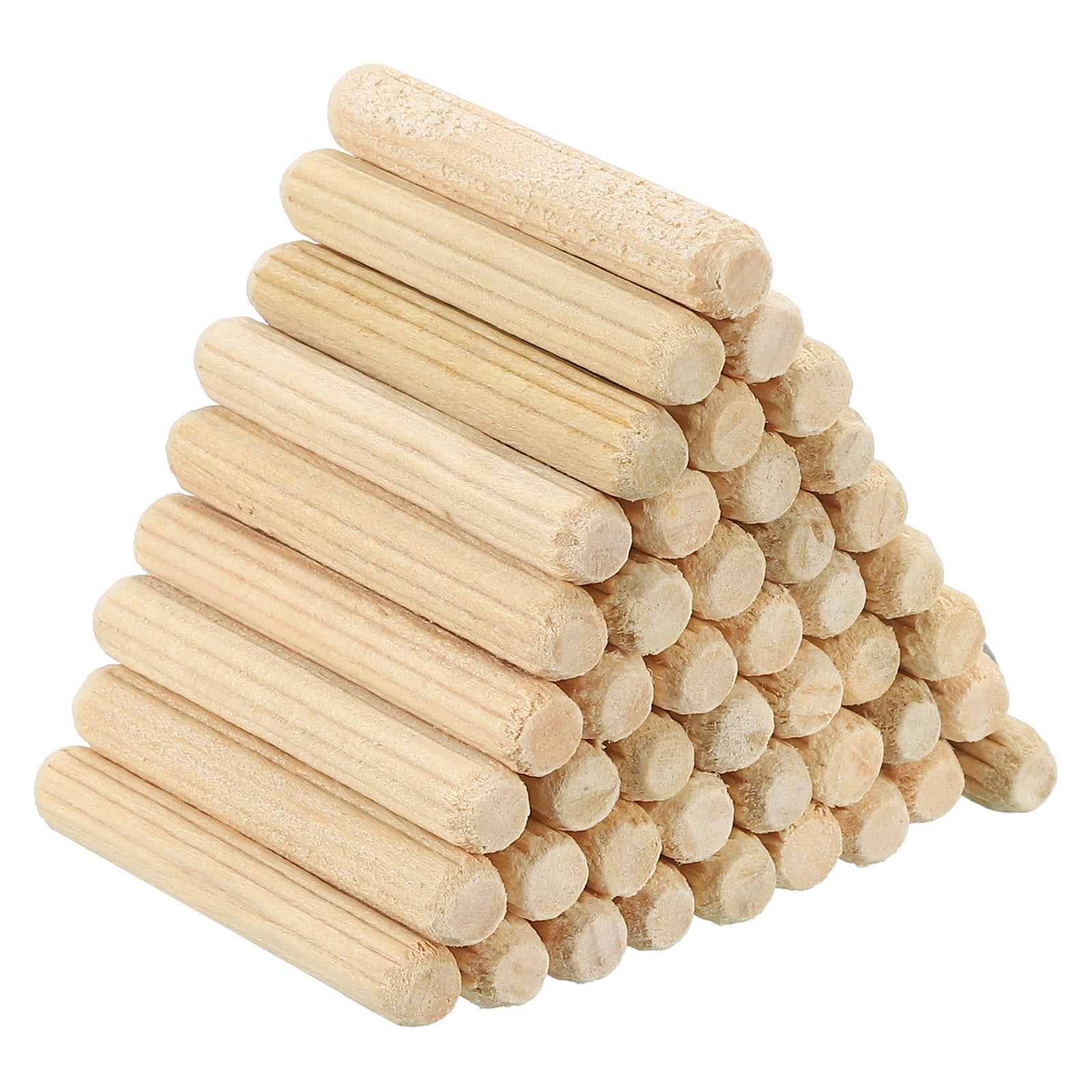 Uxcell 1/4"x1 9/16" Wood Dowel Pins,120 Pack Fluted Wooden Dowel Pin ...