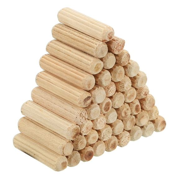 Uxcell 1/4"x1" Wood Dowel Pins,120 Pack Fluted Wooden Dowel Pin Straight Groove Rods for Furniture Art Crafts Projects