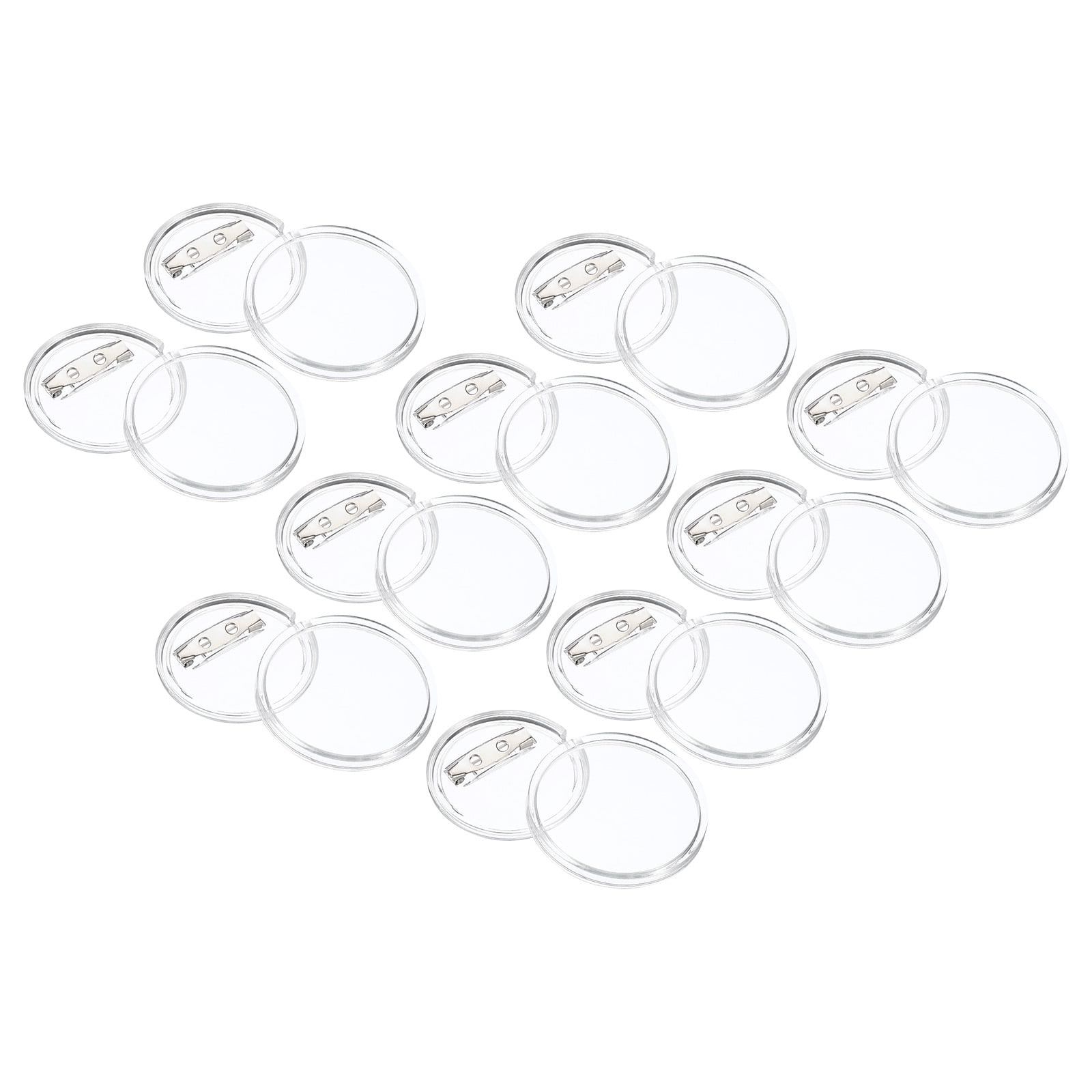 10-Pack Clear Acrylic Button Pin Badge Kit - 0.98" Blank DIY Badges For Crafts & Gifts