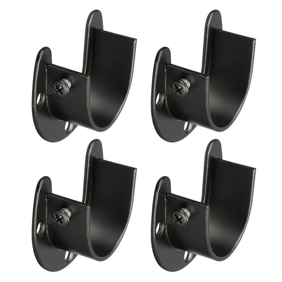Uxcell 1.45'' Dia Stainless Steel Rod Socket Flange Rod Holder Bracket End Supports, Black 4 Pack