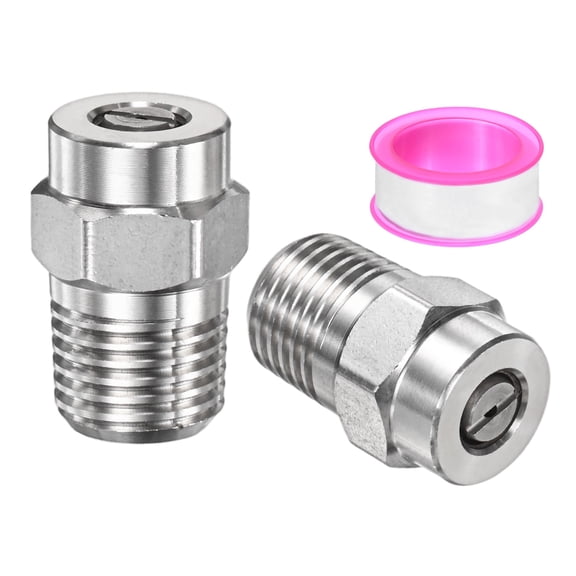 Uxcell 1/4IN Male NPT 25 Degree Surface Cleaner Tips [2PCS] - Pressure Washer Nozzles - [Stainless Steel-1.1MM Orifice]