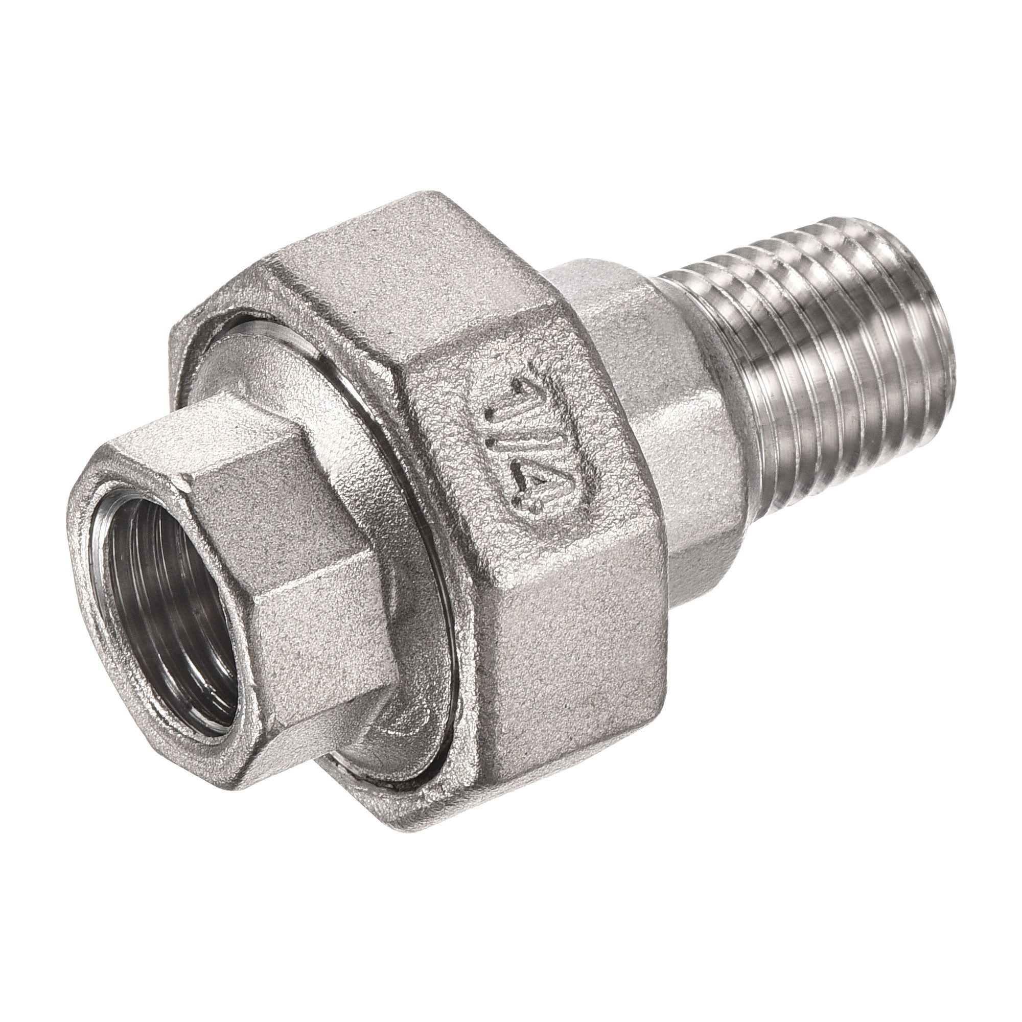 Uxcell 1/4PT Male x G1/4 Female Thread 304 Stainless Steel Hex Head Pipe Fitting  Union 