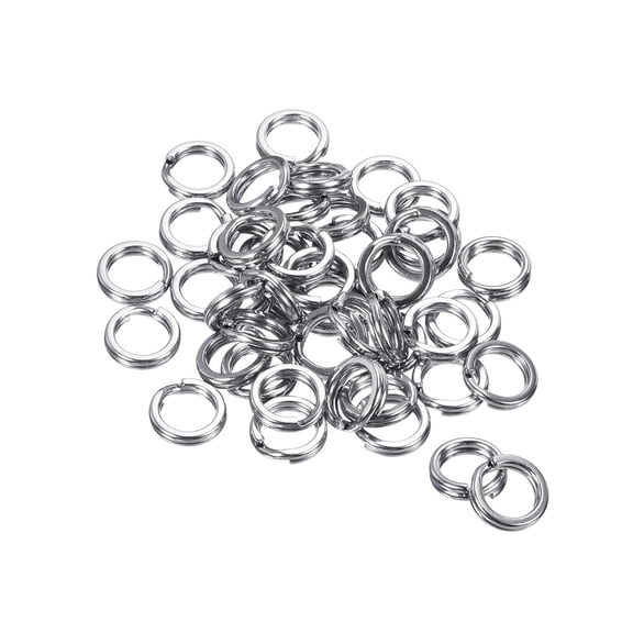 Uxcell 1.4mm x 10.5mm Fishing Split Rings, 50 Pack 304 Stainless Steel Double Flat Ring for Saltwater Freshwater