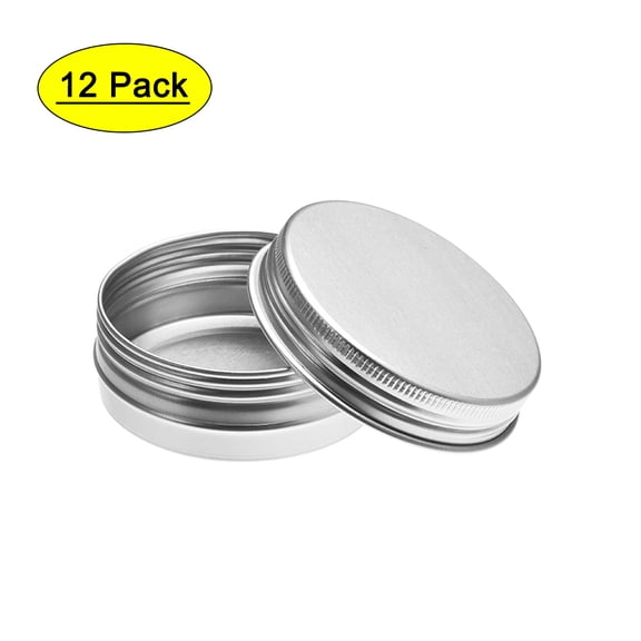 Uxcell 1.4oz 40ml Screw Top Lid Round Cans Tin Containers Aluminum Silver Tone 12 Pack.