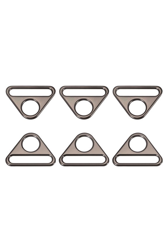 1.5" 38mm Adjuster Triangle with Bar Swivel Clip D Dee Ring Buckle, 6Pack Dark Grey