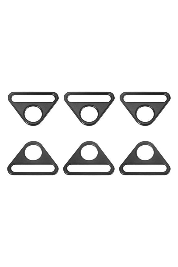1.5" 38mm Adjuster Triangle with Bar Swivel Clip D Dee Ring Buckle, 6Pack Matte Black