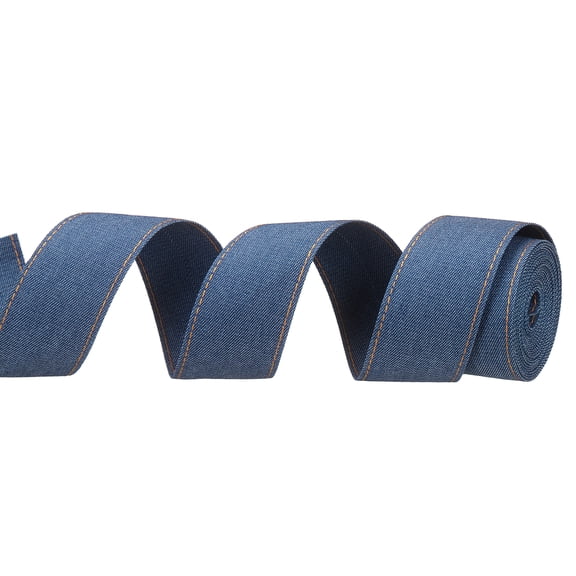 Uxcell 1 5/8" Denim Ribbon, 1 Roll 2 Yard Layering Jean Fabric Craft Strip for Bow DIY Making Hair Clip Garment Sewing Decorations, Dark Blue