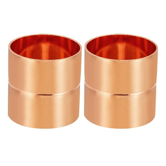 Uxcell 1-5/8 Inch ID Copper Coupling Fittings, 2 Pcs Rolled Tube Stop Straight Pipe Fitting Welding Joint for HVAC