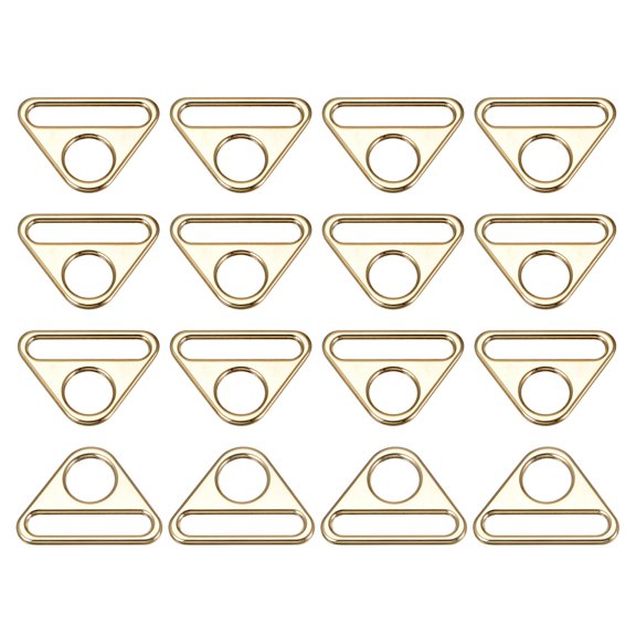 Uxcell 1.5" Adjuster Triangle with Bar Swivel Clip D Dee Ring Buckle, 16Pack Gold