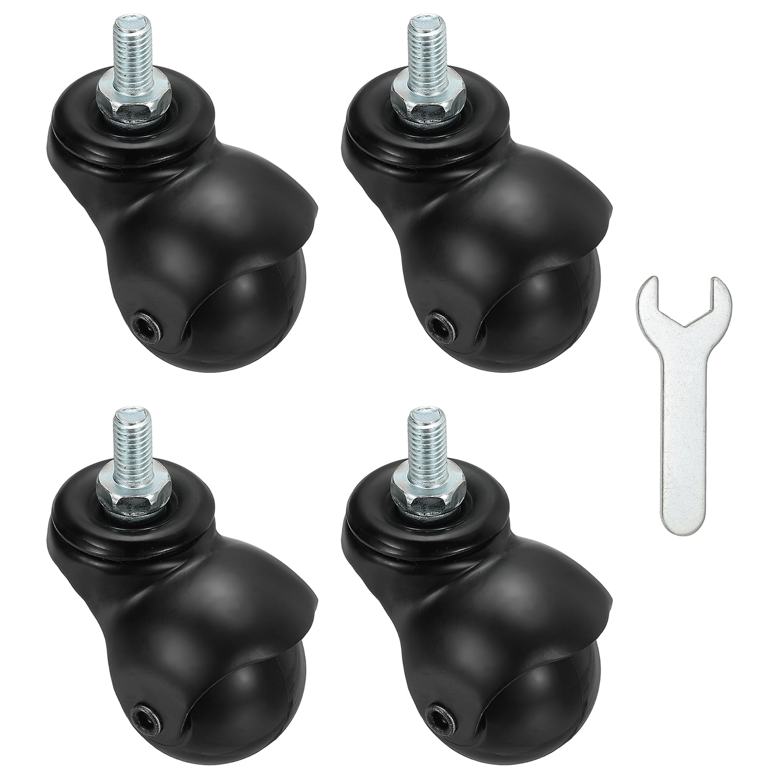 Uxcell 1.5" Ball Caster Wheels, 4 Pcs Threaded Stem Caster 360 Degree Movable Rotatable Caster Wheels for Furniture,Electrophoretic Black