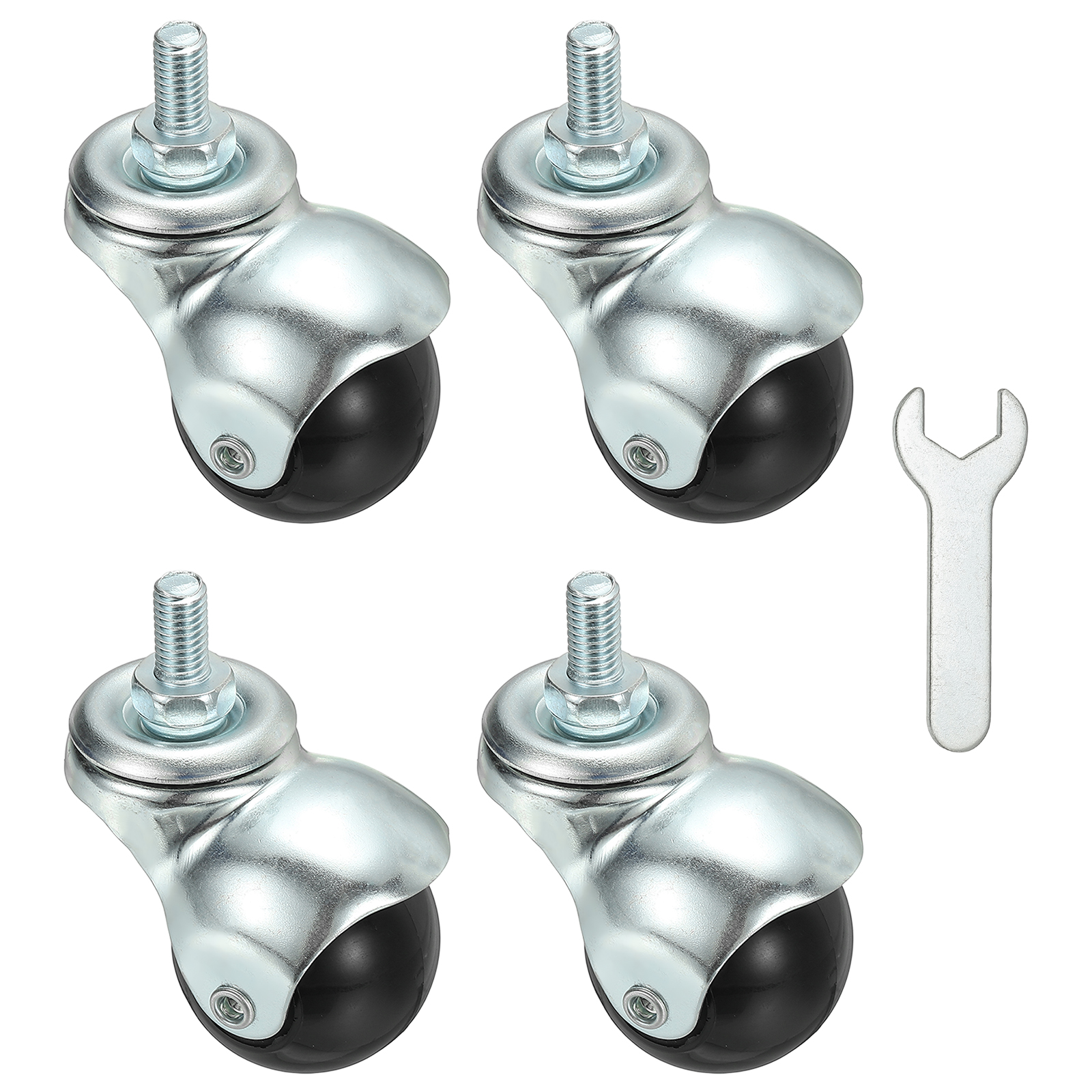 Uxcell 1.5" Ball Caster Wheels, 4 Pcs Threaded Stem Caster 360 Degree Movable Rotatable Caster Wheels for Furniture,Galvanized