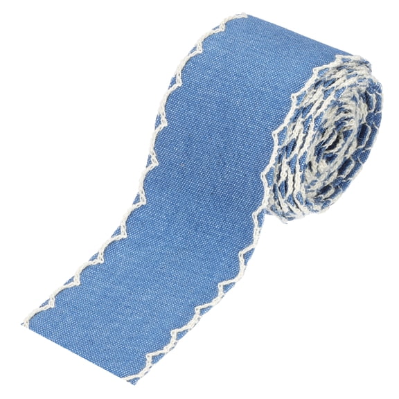 Uxcell 1.5" Denim Ribbon 2 Roll 4 Yard Layering Jean Fabric Craft Wavy Edge Strip for Bow DIY Making Hair Clip Sewing, Beige