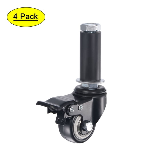 Uxcell 1.5" Dia 88Lbs Load Swivel Expanding Stem Caster with Brake, 4 Pack