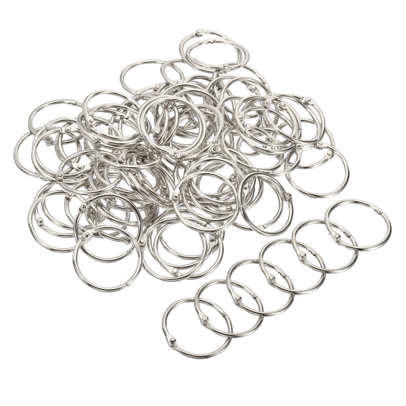 Uxcell 1.5" Dia Detachable Binder Rings Index Snap Metal Clips, Silver Tone 100 Pack
