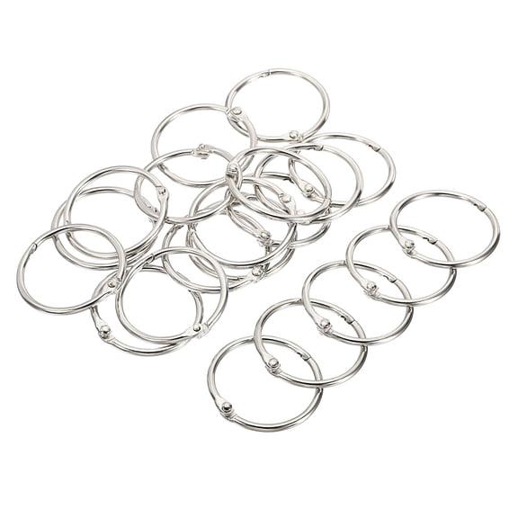 Uxcell 1.5" Dia Detachable Binder Rings Index Snap Metal Clips, Silver Tone 20 Pack