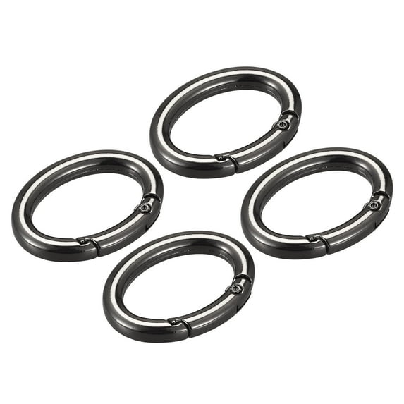 Uxcell 1.5 Inch Spring Oval Ring Round Snap Clip Trigger for Bag Purse Keychain, 4Pack Black