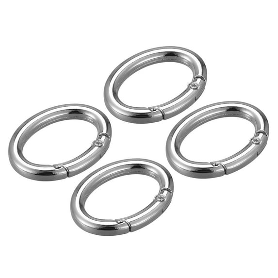 Uxcell 1.5 Inch Spring Oval Ring Round Snap Clip Trigger for Bag Purse Keychain, 4Pack Silver
