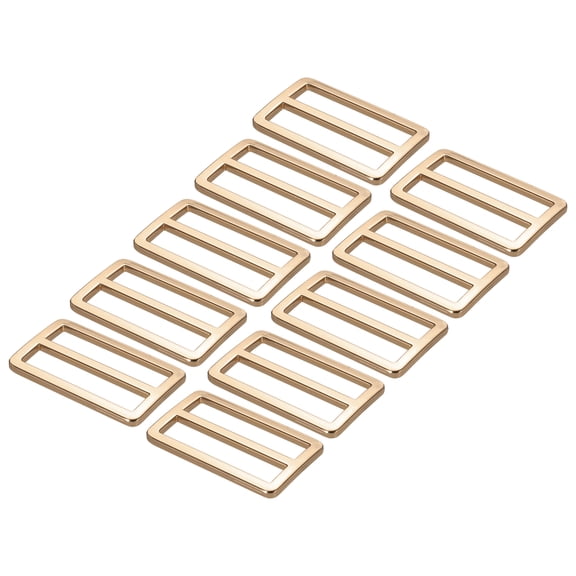 Uxcell 1.5 Inch Tri-Glide Slide Buttons, 10 Pack Buckle Webbing Strap Fastener for Backpack Bag Belt, Gold