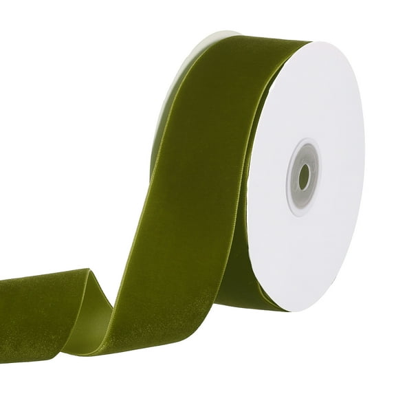Uxcell 1.5 Inch x 10 Yard Velvet Ribbons Single Faced Vintage Velvet Ribbons Spool for Decor DIY Olive Green