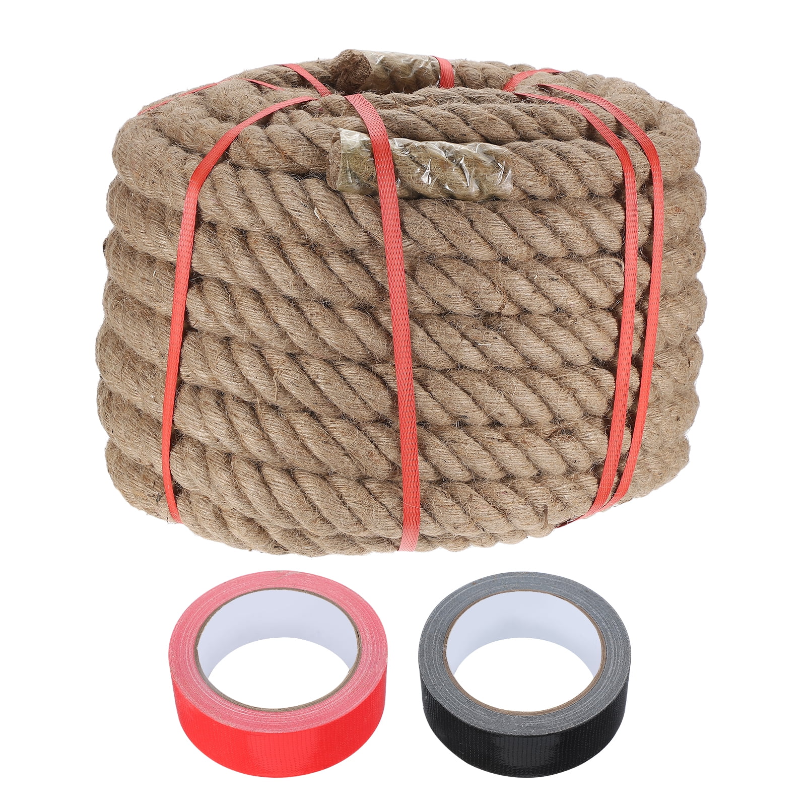 Uxcell 1.5 Inch x 75ft Heavy Natural Jute Rope Thick Twine Rope with 2 ...