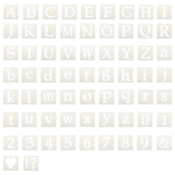 Uxcell 1.5" Letter Number Stencils, 65Pcs Square Interlock Reusable Letter and Number Stencil Templates for Painting on Wall Wood Fabric Signage, Uppercase & Lowercase Letter Styles