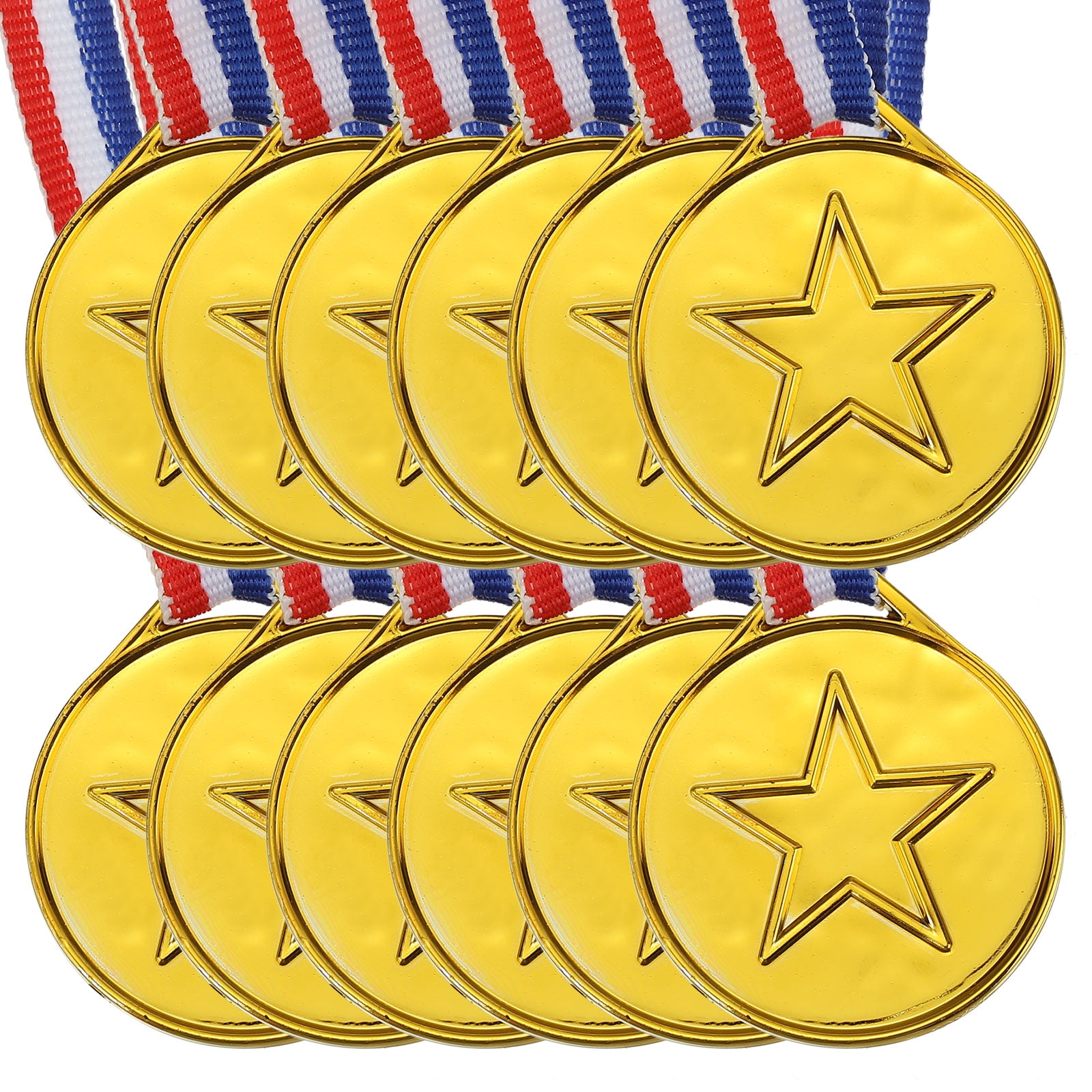 Uxcell 1.5" Mini Plastic Gold Winner Award Medals with Ribbon for Games Sports 50 Pack