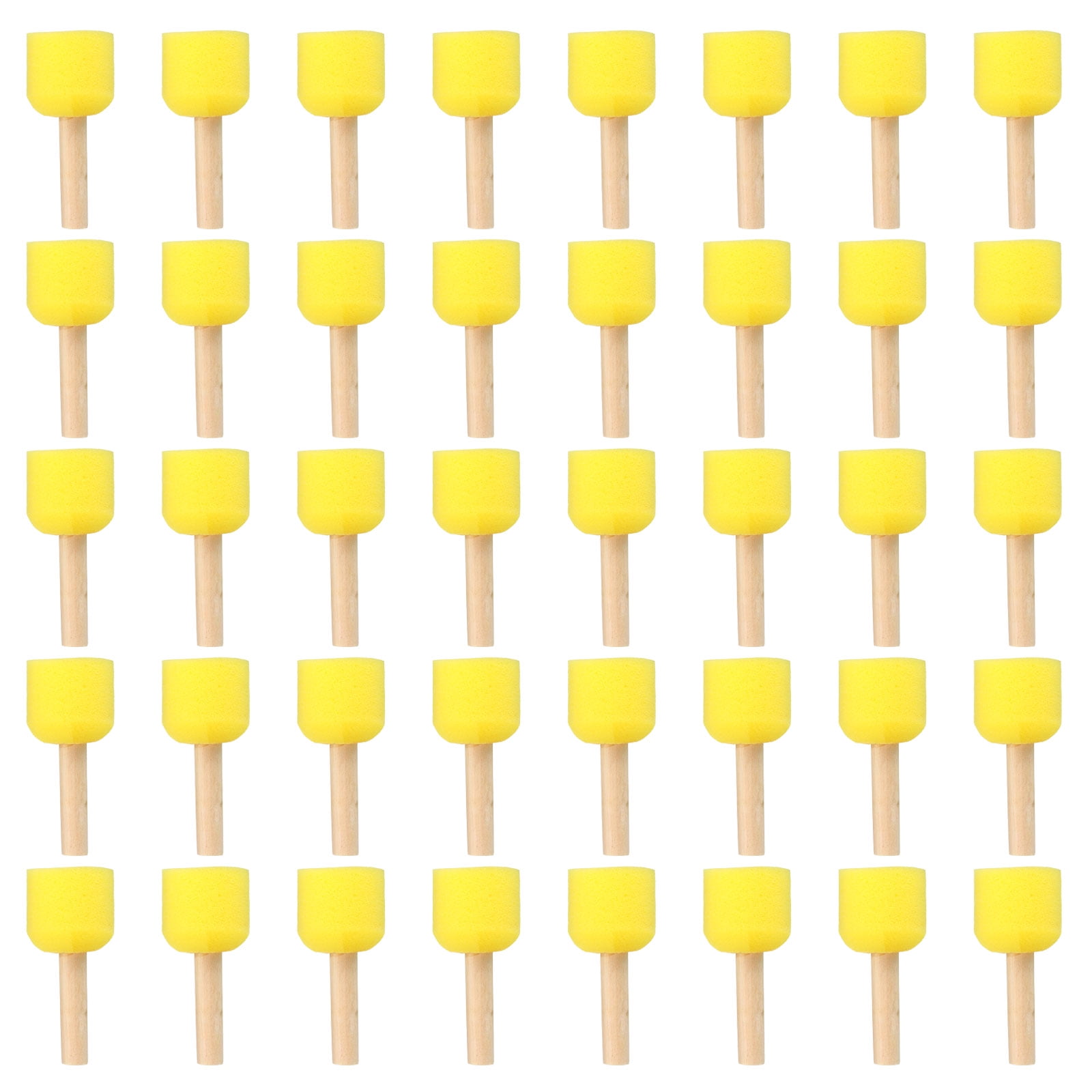 Uxcell Paint Sponges for Painting Round Painting Sponge Foam Brush Wooden Handle Yellow 1.5"