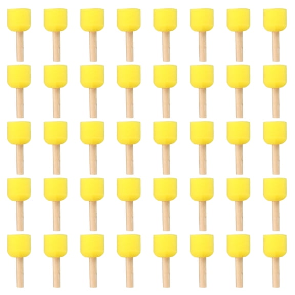 Uxcell Paint Sponges for Painting Round Painting Sponge Foam Brush Wooden Handle Yellow 1.5"