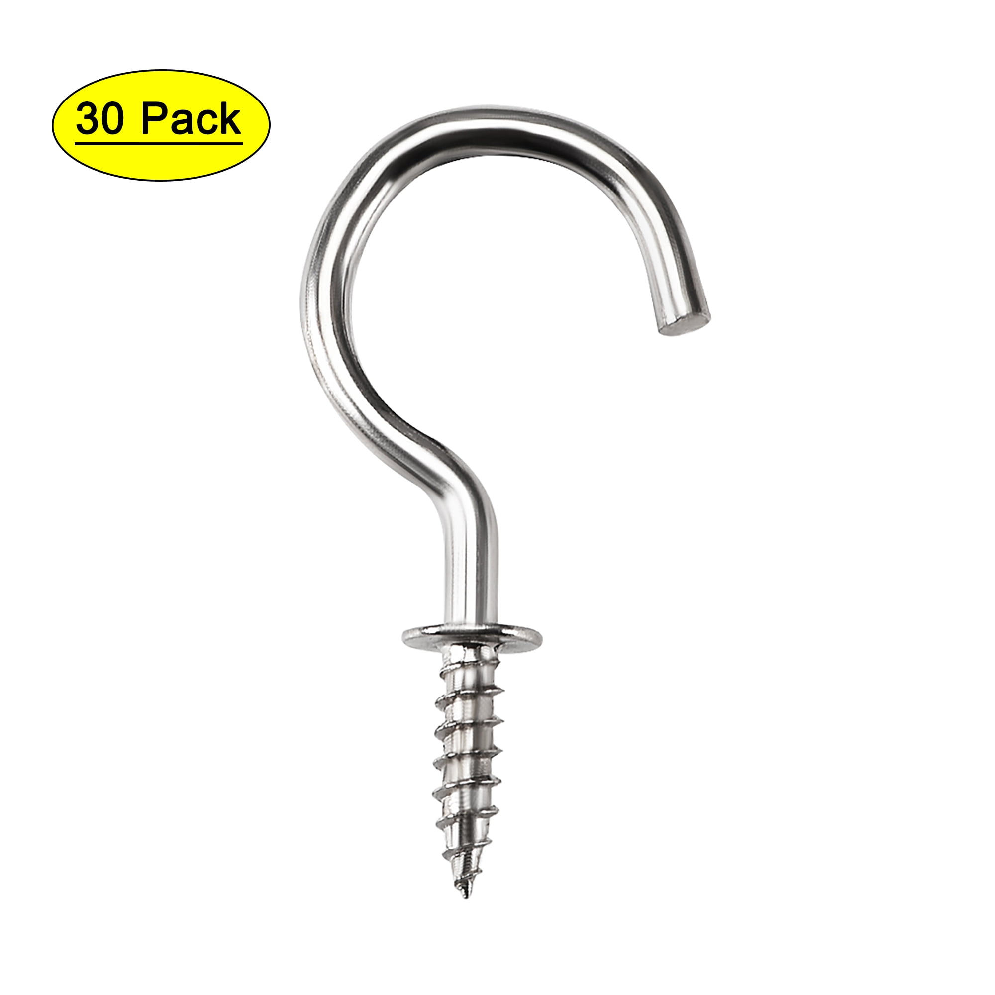 Uxcell 1.5 Screw Eye Hooks Self Tapping Screws Screw-in Hanger Silver 30  Pack 
