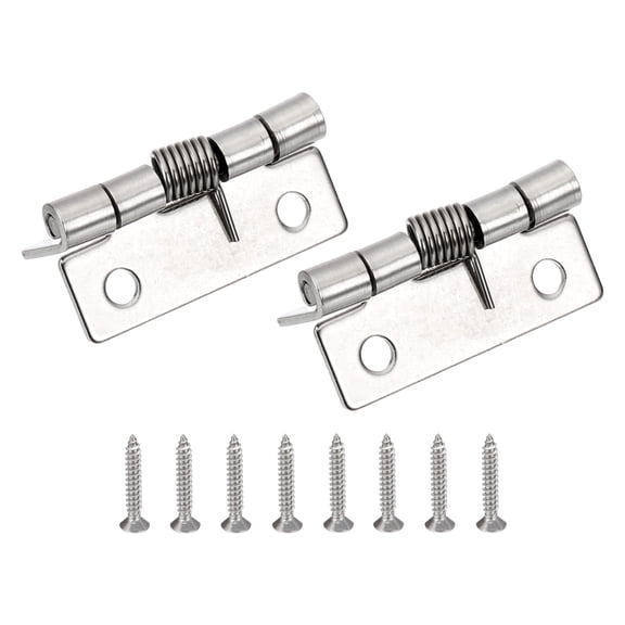 Uxcell 1.5" Spring Loaded Hinges Self Closing Door Hinges 304 Stainless Steel Small Door Hinges with Screws, 2 Pcs