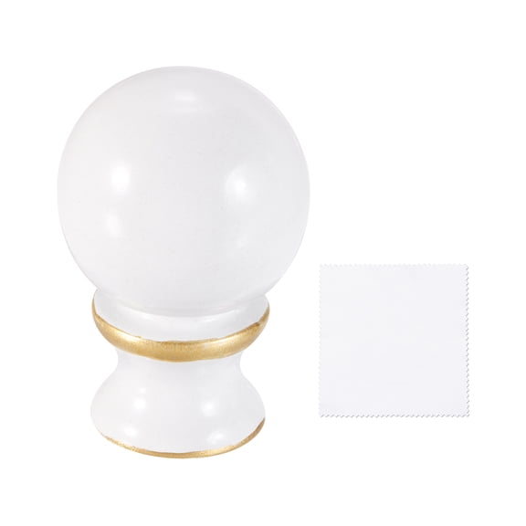 Uxcell 1.5" Tall Lamp Finials, 1/4-27 Thread Lamp Cap Knob Decoration Screw Cap Nuts with Cleaning Cloth for Table Floor Lighting Fixtures Shade Holder Decor, White/Gold