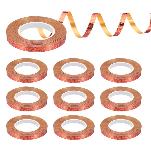 Uxcell 1/5" Wide 11yard Crimped Curling Ribbon, 10 Roll Shiny Balloon String, Rose Gold