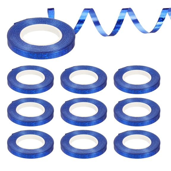 Uxcell 1/5" Wide 11yard Crimped Curling Ribbons, 10 Rolls Shiny Balloon String, Blue