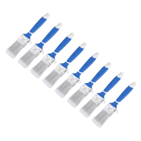 Uxcell 1.5" Width Flat Paint Brush Synthetic Bristle with Plastic Handle Tool Grey 8Pcs