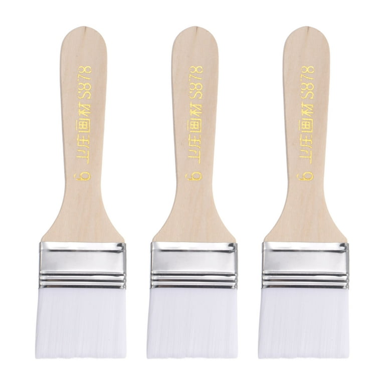 Wooden Paint Brushes for Walls, 5X Synthetic Bristle Paint Brushes for  Painting
