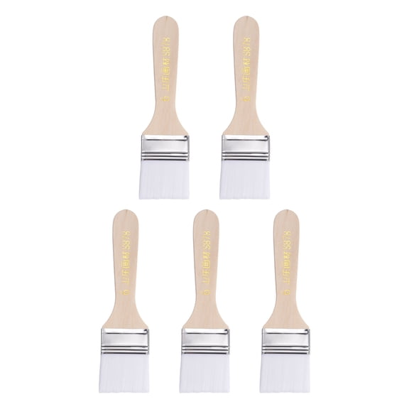 Uxcell 1.5" Width Small Paint Brush Nylon Bristle with Wood Handle Painting Tool, White 5 Packs