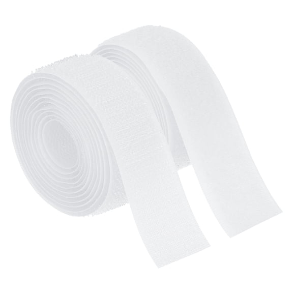 Uxcell 1.5 Yard Sew on Hook and Loop Strips, 1 Inch(25mm) Width Non-Adhesive Back Nylon Fabric Tape Strong Grip Fastener Strips Interlocking Tape for DIY Craft Sewing, White