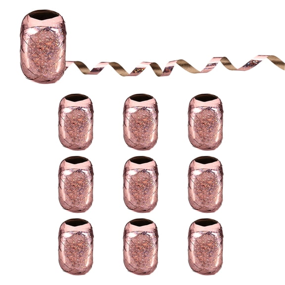 Uxcell 1/5"wide 11yard Crimped Curling Ribbon, 10 Roll Shiny Balloon String, Rose Gold
