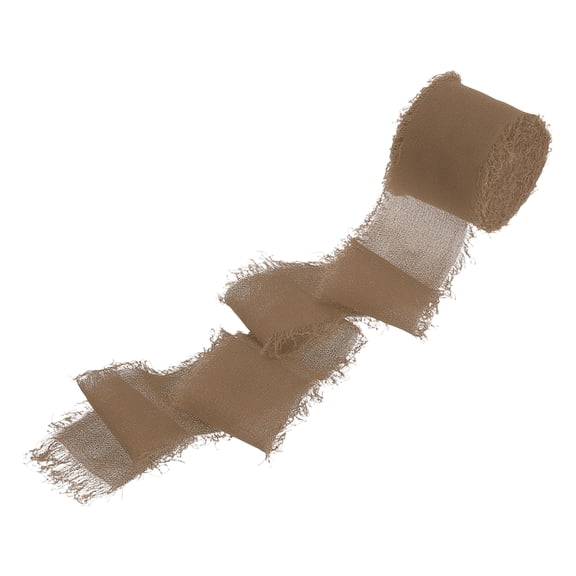 Uxcell 1.5" x 5.5 Yd Cotton Fringe Ribbon, 1 Roll Handmade Frayed Fabric Cotton Ribbon for DIY Crafts Bouquets Wedding Decor Gift Wrapping , Brown