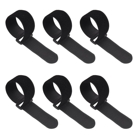 Uxcell 1.5"x11.8" Reusable Cinch Straps, 6Pcs Adjustable Nylon Multipurpose Hook and Loop Cable Securing Straps with Plastic Buckle for Organizer Storage Cables Cords Ropes, Black