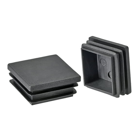 Uxcell  1.50''x1.50'' Tubing Plug Square Post End Caps for Handrail Stair Newel Guardrail Tube Plastic Black 12  Pack