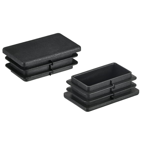Uxcell 1.57''x0.98'' Rectangle Cap Desk Chair Furniture Leg Foot Cover PP Black 20Pcs