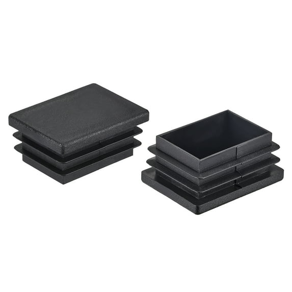 Uxcell 1.57''x1.18'' Rectangle Cap Desk Chair Furniture Leg Foot Cover PP Black 20Pcs
