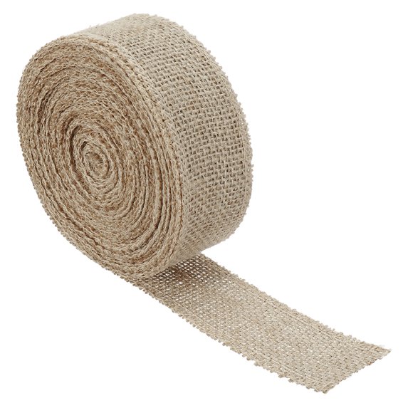 Uxcell 1.58 Inch x 10 Yards Jute Crafts Party Home Wrapping Decoration Burlap Fabric Ribbon 1 Pack