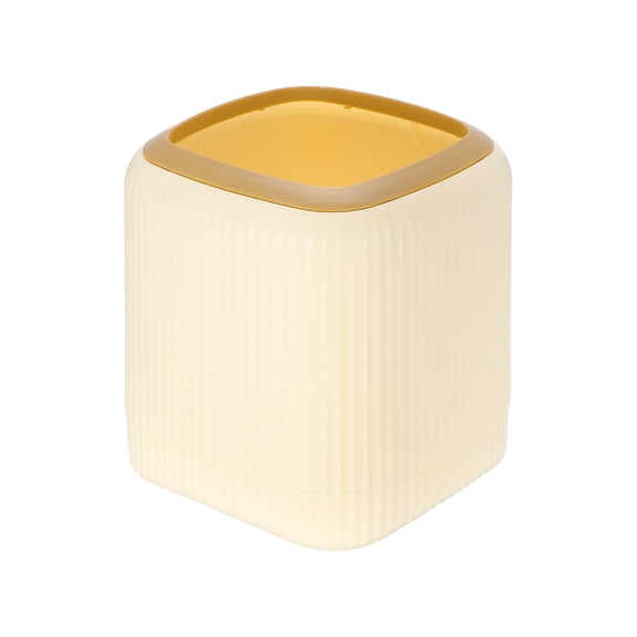 Uxcell 1.5L/0.4Gallon Mini Trash Can, Square Desktop Garbage Bin, Small Plastic Waste Basket Portable Countertop Bin for Bedroom, Kitchen, Office, Coffee Bar Rubbish Trash Can, Car, Beige
